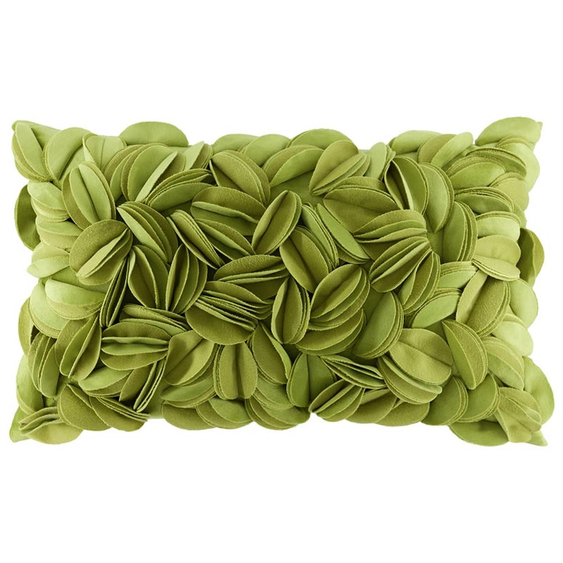 KINGROSE 3D Flower Throw Pillow Cover Floral Decorative Pillowcase Soft Cushion Cover for Bed Couch Sofa Living Room 12 x 20 Inches Velvet Green - Image 1
